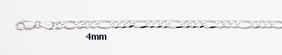 sterling silver 4mm Figaro necklace 1AH004