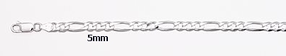 sterling silver 5mm Figaro necklace 1AH005