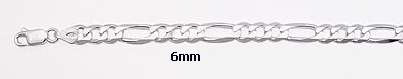 sterling silver 6mm Figaro necklace 1AH006