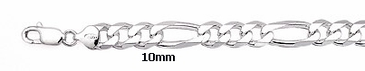 sterling silver 10mm Figaro necklace 1AH009