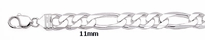 sterling silver 11mm Figaro necklace 1AH010