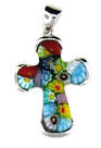 sterling silver millefiori cross pendant