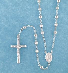 sterling silver cross rosary necklace