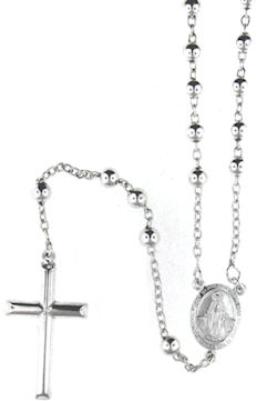 sterling silver cross rosary necklace