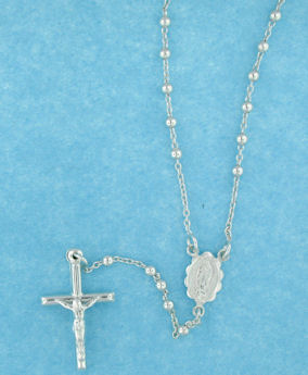 sterling silver cross rosary necklace