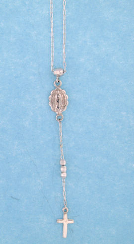 sterling silver cross rosary necklace