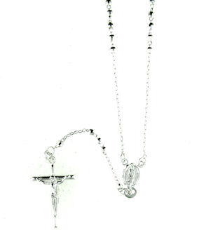 sterling silver cross rosary necklace