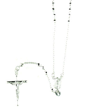 sterling silver cross rosary necklace