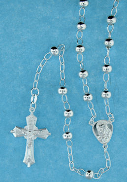 sterling silver cross rosary necklace