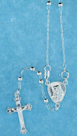 sterling silver cross rosary necklace