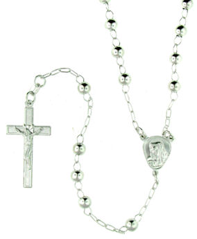 sterling silver cross rosary necklace