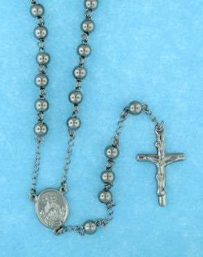 stainless steel cross rosary necklace