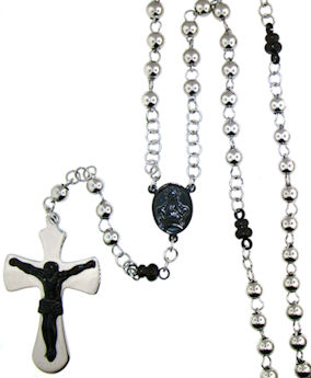 stainless steel cross rosary necklace