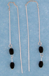 sterling silver threader earring T011 Black