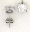 WGSS077 Princess cut 7mm white gold cz studs