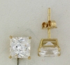 YGSS055 Princess cut 5mm 14k yellow gold cz studs