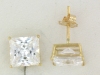 YGSS066 Princess cut 6mm 14k yellow gold cz studs
