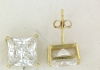 YGSS077 Princess cut 7mm 14k yellow gold cz studs