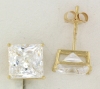 YGSS088 Princess cut 8mm 14k yellow gold cz studs
